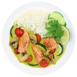 {{photo.Alt || photo.Description || 'Зеленый карри с опаленным лососем'}}